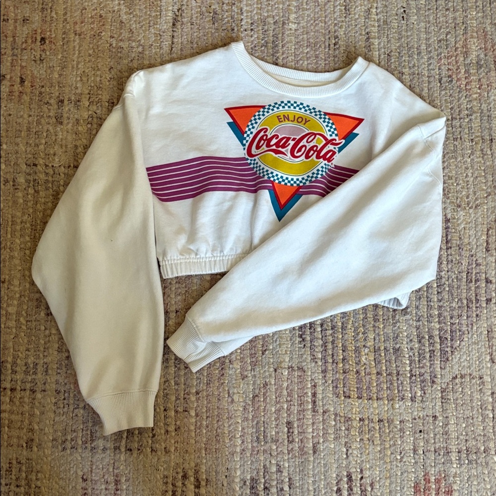 Coca-Cola White and Purple Cropped Top